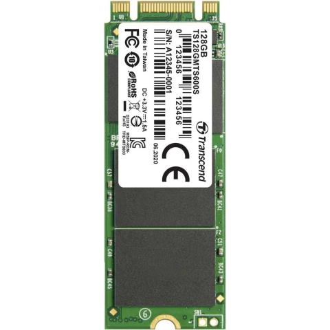 Transcend 128 GB SATA M.2 SSD 2260 harde schijf SATA 6 Gb/s Retail TS128GMTS600S