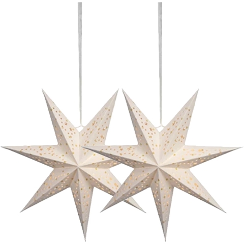 Verlichte kerstster - 2x - wit - D38 m - papier - LED - warm wit - steady light - timer - binnen -