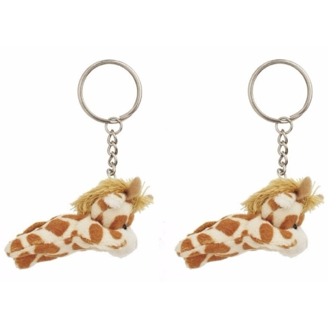 Set van 10x stuks pluche giraffe knuffels sleutelhangers 6 cm -