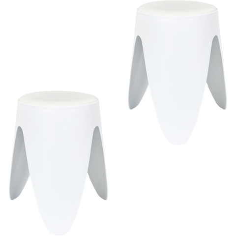 Stapelbaar zit krukje Gala - 2x - kunststof - wit - D30 x H46 cm - stoelen -