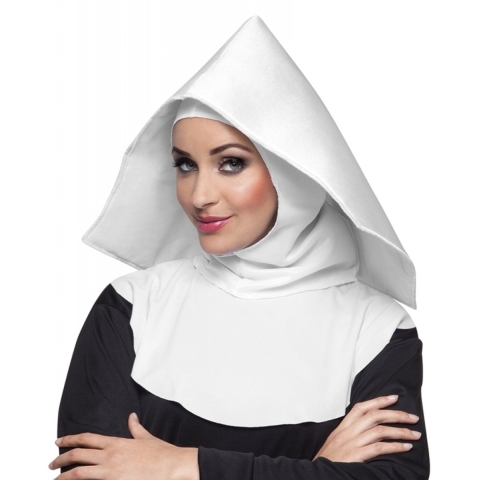 Nonnen verkleed hoofdkapje Moeder Overste - Set van 4x stuks - Carnaval hoofd deksels wit - Voor dam -