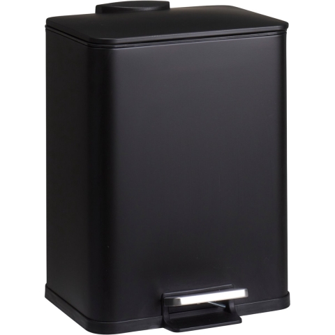 Prullenbak/pedaalemmer - zwart - metaal - 20 liter - 33 x 21 x 44 cm -