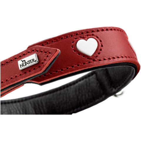HUNTER Hondenhalsband Love, rood-wit, Maat: 65