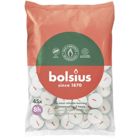 2x Bolsius Theelichten Wit 8 branduren 45 stuks