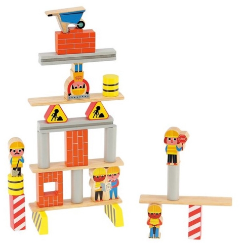 Vilac Balansspel - Hout - 27 Onderdelen - De bouwplaats - Vilac - OneSize - Spel