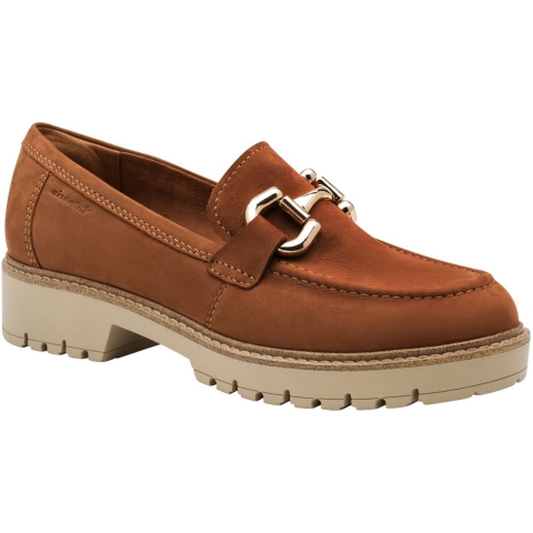 Tamaris Dames Cognac Tan Bruine Leren Loafers Slip-On Platform Schoenen