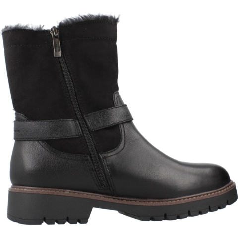 Tamaris Dames Winter Zwarte Leren Gesp Rits Biker Enkellaarsjes