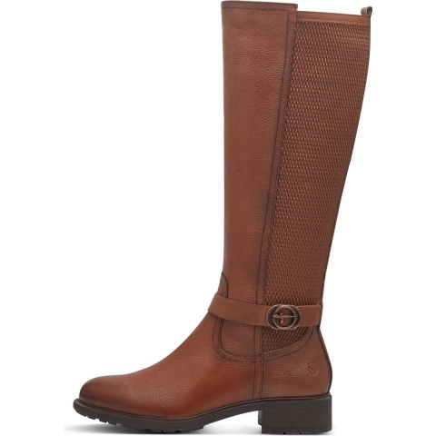 Tamaris Dames Cognac Bruine Leren Kniehoge Rijlaarzen