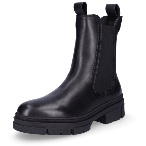 Tamaris Dames Zwarte Leren Klassieke Hoge Chelsea Enkellaarsjes