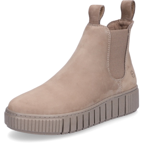 Tamaris Dames Taupe Bruine Leren Chelsea Enkellaarsjes