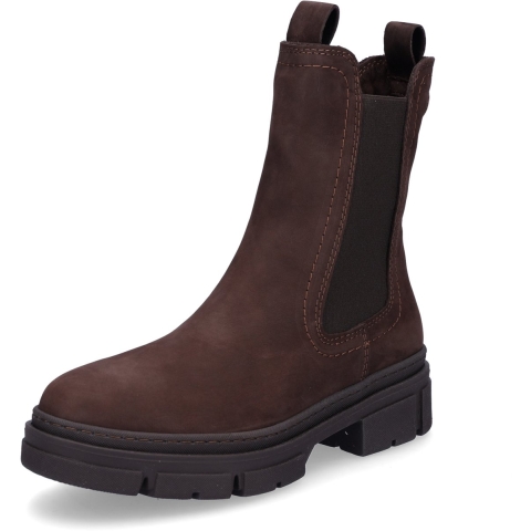 Tamaris Dames Mocca Bruine Leren Klassieke Hoge Chelsea Enkellaarsjes