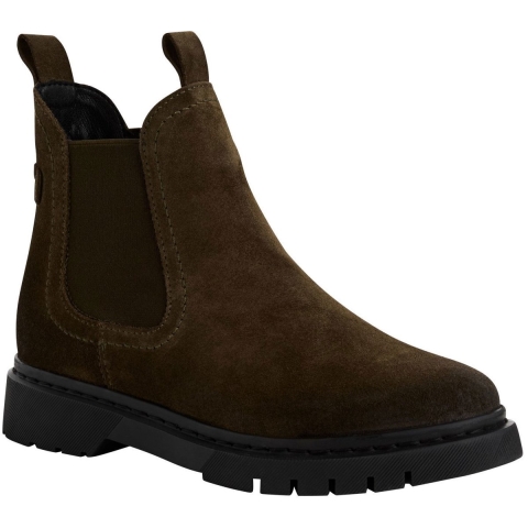 Tamaris Dames Klassieke Chelsea Enkellaarsjes van Olijfgroen Suède Leer