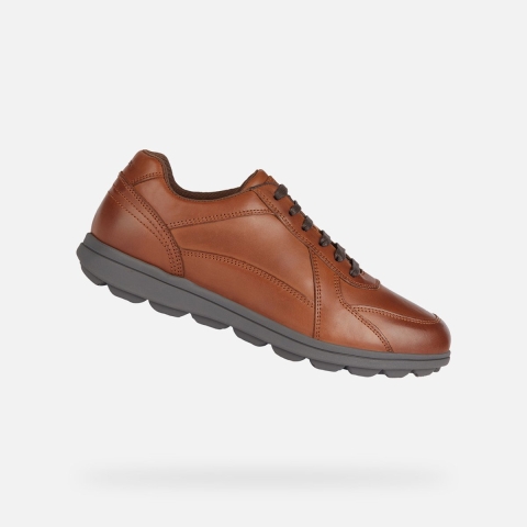 Geox U SPHERICA EC12 Leren Bovine Volnerf Heren Cognac Sneakers