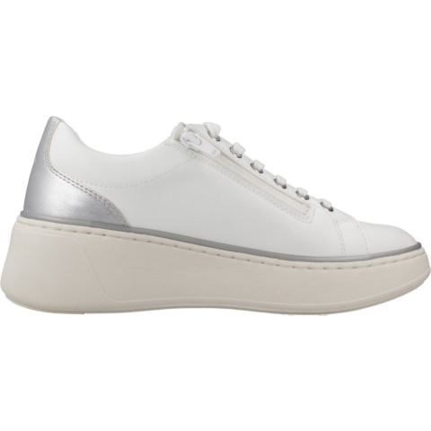 Geox D SUNNETTY Synthetisch Polyurethaan Dames Witte/Zilveren Sneakers