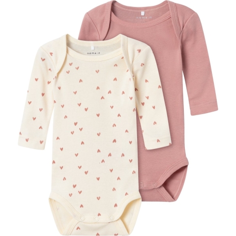 Name It Romper l/s - Noos - NbfBody - 2-pack - Botercrème - Name It - 56 - Romper L/S