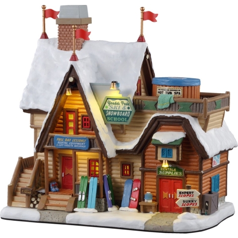 Yonder peak ski & snowboard school (smoking) with 4.5v adaptor Kersthuisje LEMAX - Lemax