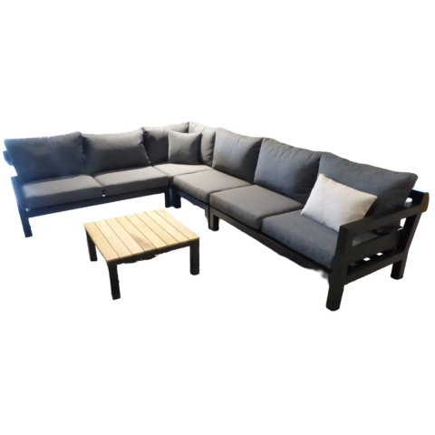 Midori loungeset black 340x260 cm inclusief panther black kussens en tafel 75x75 cm Yoi - Yoi