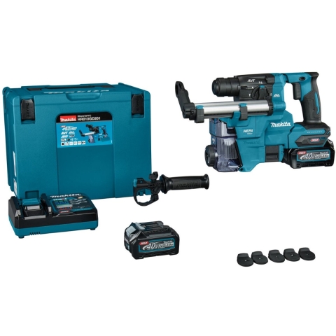 Makita HR010GD201 Accu combihamer SDS-Plus 2,1J + stofafzuiging XGT 40V Max 2.5Ah in Mbox