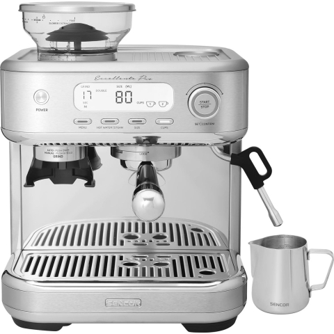 SENCOR Excellence Plus - Espressomachine met Koffiemolen - 15 bar druk - Geborsteld roestvrij staal