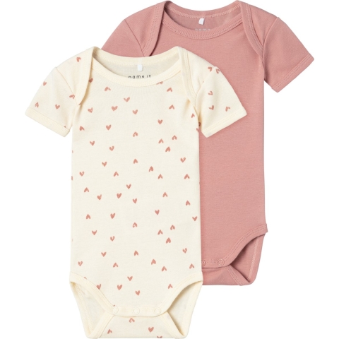Name It Romper s/s - Noos - NbfBody - 2-pack - Botercrème - Name It - 50 - Romper S/S