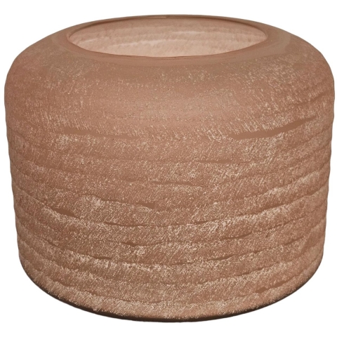 Waxinelichthouder glas roze L 18x13cm