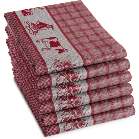 DDDDD Theedoek Dutchie rood 60x65cm 6st