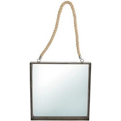 Spiegel vierkant staal touw 46x46x4cm
