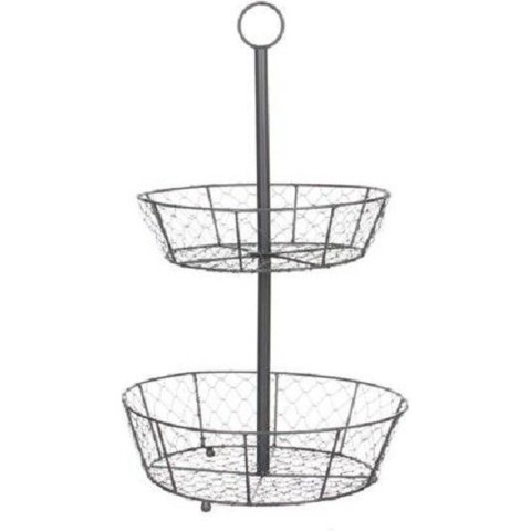 Etagere met metalen manden 60x35cm