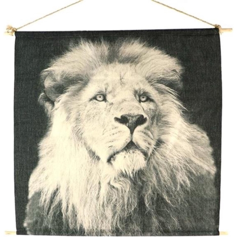 Wanddecoratie doek leeuw 70x70x1.2cm