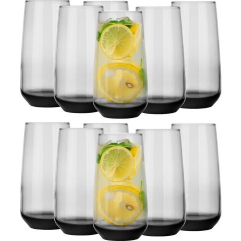 Longdrinkglazen - 18x - Midnight collection - 430 ml - glas - waterglazen -