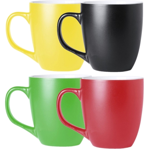 Koffie mokken/bekers Artista - 12x - keramiek - met oor - multi kleuren - 440 ml - stijlvolle vorm -