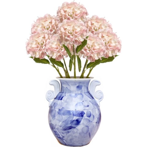 Kunstbloem Hortensia tak - 8x - 52 cm - licht roze - Real Touch - hydrangea - kunst zijdebloemen -