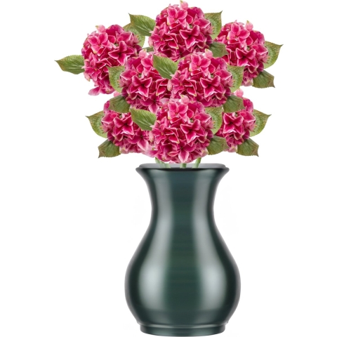 Kunstbloem Hortensia tak - 8x - Challenge - 47 cm - fuchsia - kunst zijdebloem - Hydrangea -