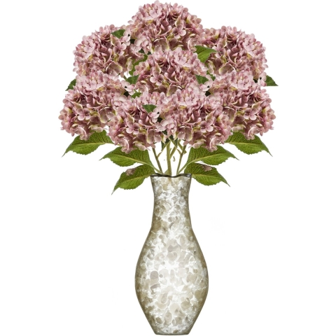 Kunstbloem Hortensia tak - 8x - Annabelle - 52 cm - paars - Kunst zijdebloem - Hydrangea -