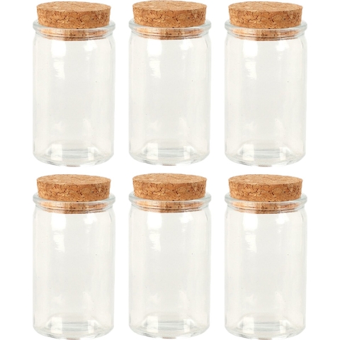 Glazen flesjes met kurk dop - set 60x - transparant - glas - 50 ml -