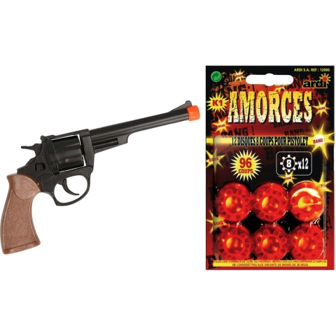 Cowboy verkleed speelgoed revolver/pistool - metaal - met 240 schots plaffertjes -