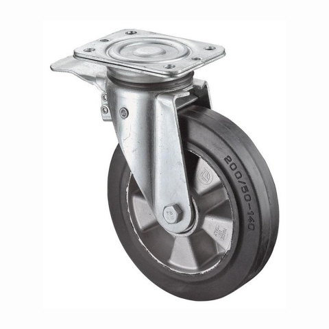 BS Rollen Zwenkwiel voor zware lasten | wiel d. 250 mm draagvermogen 550 kg | totale rem rubber | 138 mm 110 mm | 1 stuk - N120.B80.251 N120.B80.251