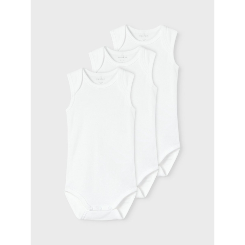 Name It Romper mouwloos - Noos - NbnBody - 3-pack - Bright White - Name It - 1½ jaar (86) - Romper Mouwloos