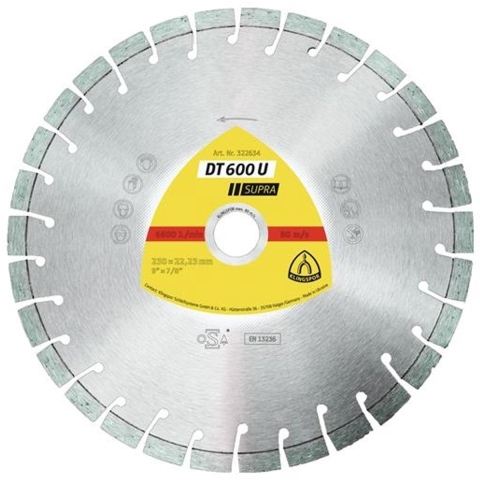 Klingspor 325194 DT 600 U Supra Diamanten doorslijpschijf Diameter 350 mm Boordiameter 20 mm Beton, Gewapend beton, Kalkzandsteen 1 stuk(s)