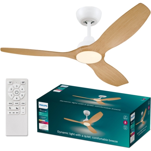 Philips LED Olas Plafondventilator 30 W (Ø x h) 1320 mm x 310 mm Wit Met afstandsbediening, Dimbaar