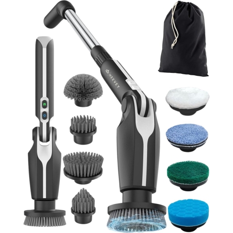 Heevey Elektrische Schoonmaakborstel - Schrobborstel - Poetsmachine - Schrobber - Scrubber - 8 opzetstukken - Geschikt voor badkamer&keuken