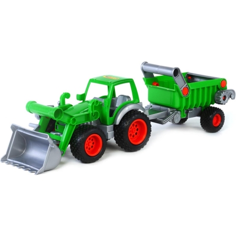 Pole Tractor met voorlader en aanhanger