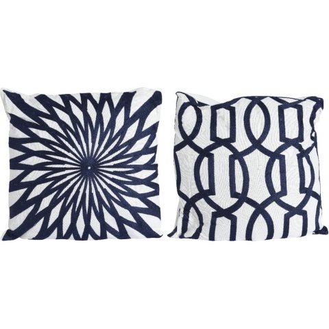 Sierkussen 43x43cm blauw/wit