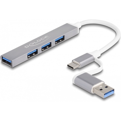 Delock 64214 USB-C (USB 3.2 Gen 1) multiport hub Zilver