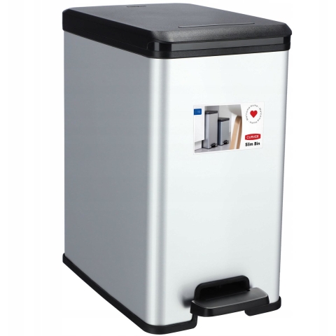 Curver Decobin slim afvalbak 25L zilver