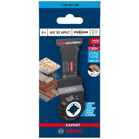 Bosch Accessoires EXPERT Starlock CoatedCarbide invalzaagblad AIZ 32 APILT Carbide, Multimaterial, Curved-Tec 32 x 46 mm 5 - 2608902395