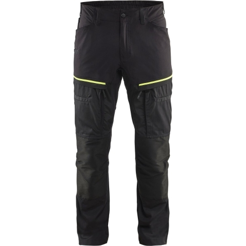 Blåkläder Service werkbroek met stretch 14561845 | Zwart/High-Vis Geel | Maat 52 - 7330509651247