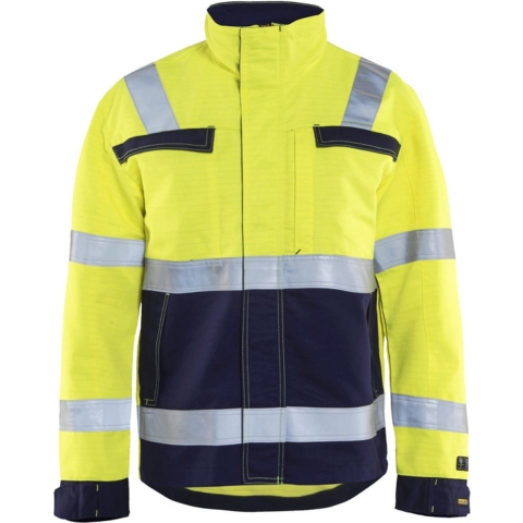 Blåkläder Multinorm jack. Ongevoerd 40871514 | High-Vis Geel/Marineblauw | Maat S - 7330509552483