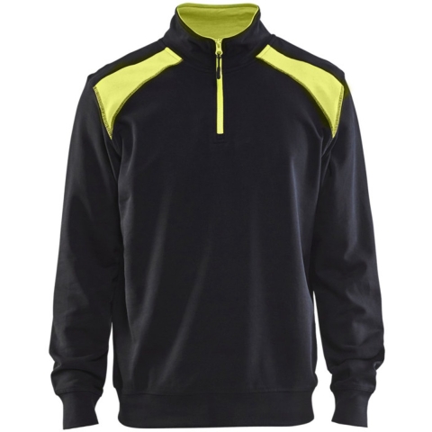 Blåkläder Sweatshirt bicolour met halve rits 33531158 | Zwart/High-Vis Geel | Maat 4XL - 7330509597187