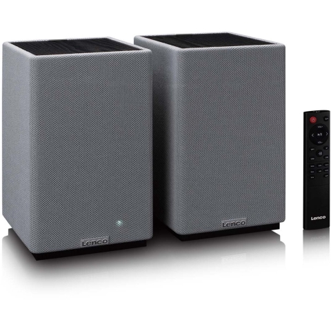 LENCO SPB-240BKGY - Set van 2 HiFi stereo Bluetooth® speakers - Krachtig geluid in een stijlvol design - Zwart/Grijs